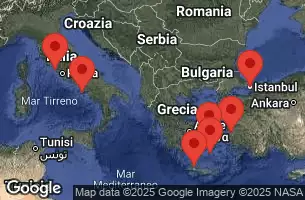 CELEBRITY ASCENT - útvonalterv 11 éjszaka indulás CIVITAVECCHIA, ITALY kelt 25/05/2026 - Civitavecchia, Italy, AT SEA, Chania, Souda, Crete, Greece, ISTANBUL, TURKEY, Ephesus, Kusadasi, Turkey, SANTORINI, GREECE, MYKONOS, GREECE, Naples, Capri, Italy