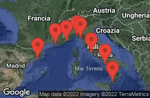 Civitavecchia, Italy, NAPLES/CAPRI, ITALY, SICILY (MESSINA), ITALY, AT SEA, LA SPEZIA, ITALY, SANTA MARGARITA - ITALY, NICE (VILLEFRANCHE), FRANCE, PROVENCE(MARSEILLE), FRANCE, BARCELONA, SPAIN