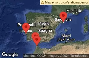 BARCELONA, SPAIN, AT SEA, LISBON, PORTUGAL, OPORTO, TANGIER, MOROCCO, SEVILLE (CADIZ), SPAIN