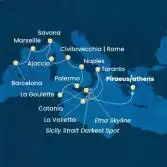 Greece, Malta, Italy, Tunisia, Corsica (France), France, Spain