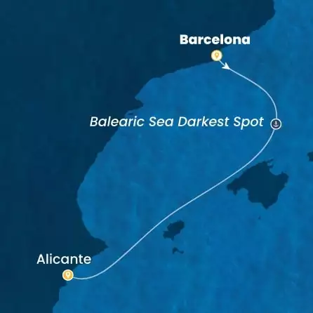COSTA DIADEMA - útvonalterv 1 éjszaka indulás BARCELONA kelt 03/10/2027 - Spain