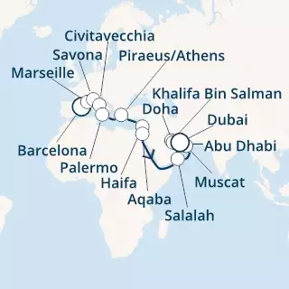 Spain, France, Italy, Greece, Jordan, Oman, United Arab Emirates