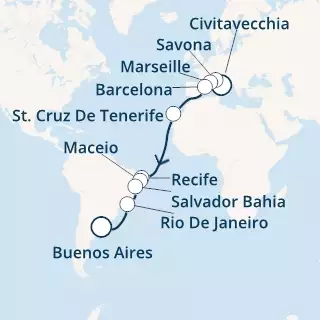 Italy, France, Spain, Canary Islands, Brazil, Argentina