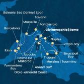 Italy, Corsica (France), Balearic Islands, Spain, France