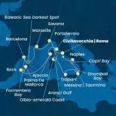 Italy, Corsica (France), Balearic Islands, Spain, France