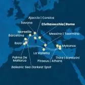 Italy, Corsica (France), France, Spain, Balearic Islands, Malta, Greece