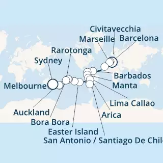 Italy, France, Spain, Canary Islands, Antilles, Chile, Polynesia, New Zealand, Australia