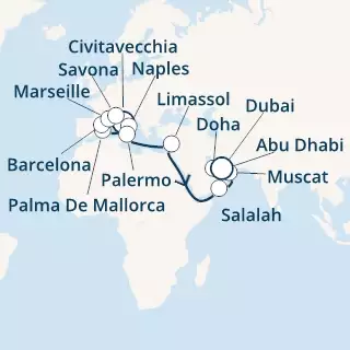 Italy, Balearic Islands, Spain, France, Cyprus, Oman, United Arab Emirates