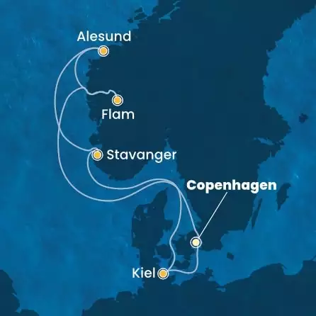 COSTA DIADEMA - útvonalterv 6 éjszaka indulás COPENHAGEN kelt 23/05/2026 - Denmark, Norway, Germany