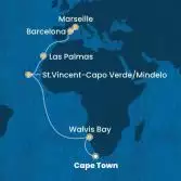 South Africa, Namibia, Cape Verde, Canary Islands, Spain, France