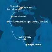 South Africa, Namibia, Cape Verde, Canary Islands, Spain, France, Italy