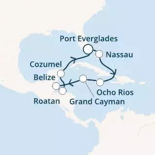 Florida (USA), Bahamas, Jamaica, Cayman Islands, Belize, Honduras, Mexico