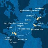 Germany, England, France, Portugal, Spain, Canary Islands, Antilles, Virgin Islands