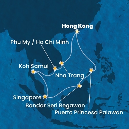 COSTA SERENA - útvonalterv 13 éjszaka indulás HONG KONG kelt 05/12/2025 - China, Vietnam, Singapore, Philippines