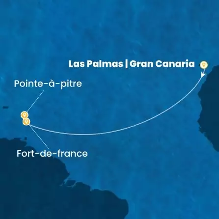 COSTA FAVOLOSA - útvonalterv 7 éjszaka indulás LAS PALMAS kelt 18/11/2026 - Canary Islands, Antilles