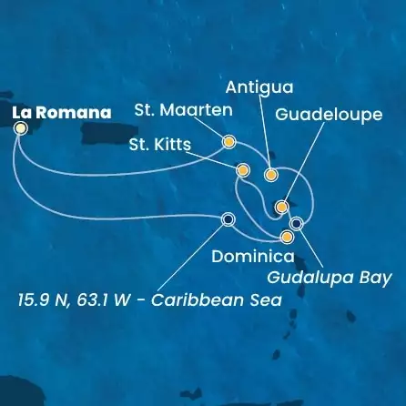 COSTA FASCINOSA - útvonalterv 6 éjszaka indulás LA ROMANA kelt 19/01/2025 - Dominican Republic, Dominica, Antilles