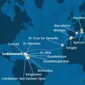 Dominican Republic, Antilles, Virgin Islands, Canary Islands, Morocco, Spain, Corsica (France), Italy