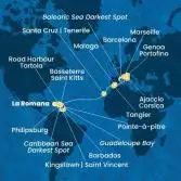 Dominican Republic, Antilles, Virgin Islands, Canary Islands, Morocco, Spain, Corsica (France), Italy, France