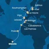 Brazil, Canary Islands, Morocco, Spain, Portugal, France, England, Denmark, Germany