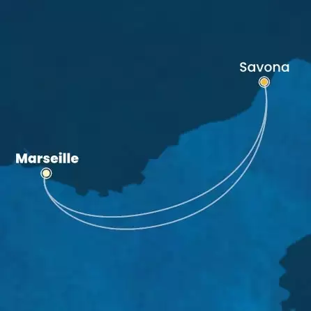 COSTA FORTUNA - útvonalterv 1 éjszaka indulás MARSEILLES kelt 18/11/2025 - France, Italy