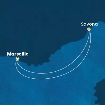 COSTA PACIFICA - útvonalterv 1 éjszaka indulás MARSEILLES kelt 29/03/2026 - France, Italy