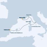 France, Italy, Corsica (France), Balearic Islands, Spain