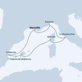 France, Italy, Corsica (France), Balearic Islands, Spain