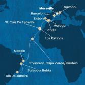 France, Italy, Spain, Portugal, Canary Islands, Cape Verde, Brazil