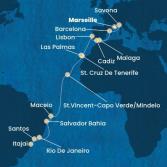 France, Italy, Spain, Portugal, Canary Islands, Cape Verde, Brazil