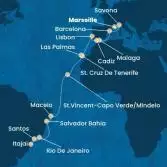 France, Italy, Spain, Portugal, Canary Islands, Cape Verde, Brazil