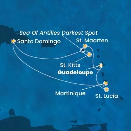 COSTA FASCINOSA - útvonalterv 6 éjszaka indulás GUADELOUPE kelt 19/12/2025 - Antilles