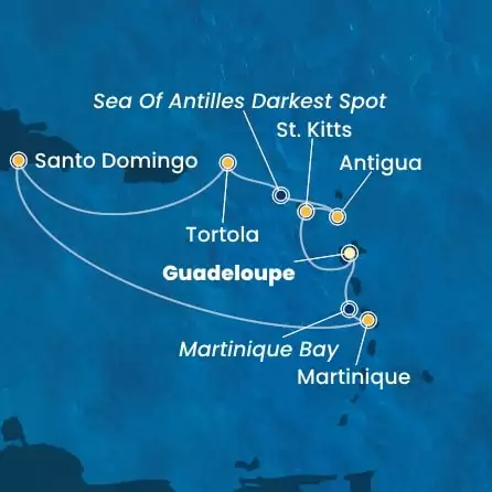 COSTA FAVOLOSA - útvonalterv 6 éjszaka indulás GUADELOUPE kelt 10/12/2026 - Antilles, Virgin Islands