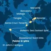 Antilles, Canary Islands, Morocco, Spain, France, Italy