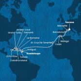 Antilles, Virgin Islands, Dominican Republic, Jamaica, Turks Islands, Canary Islands, Spain, France, Italy