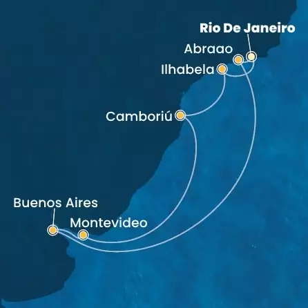 COSTA FAVOLOSA - útvonalterv 8 éjszaka indulás RIO DE JANEIRO kelt 04/02/2026 - Brazil, Argentina, Uruguay