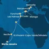 Brazil, Cape Verde, Canary Islands, Madeira , Spain, France