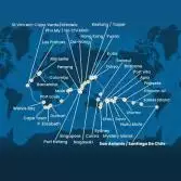 Chile, Polynesia, Tonga, Fiji, Australia, Japan, South Korea, Taiwan, China, Vietnam, Singapore, Malaysia, Sri Lanka, Maldives