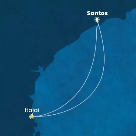 COSTA DIADEMA - útvonalterv 2 éjszaka indulás SANTOS kelt 08/12/2025 - Brazil