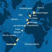 Brazil, Canary Islands, Morocco, Spain, Portugal, France, England, Denmark, Germany