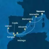 Italy, Spain, Portugal, Morocco, France