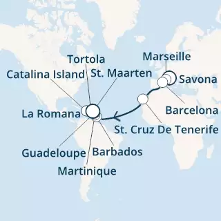 Italy, France, Spain, Canary Islands, Antilles, Dominican Republic, Virgin Islands