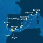 Italy, Spain, Portugal, Morocco, France