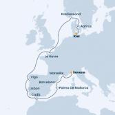 Italy, France, Spain, Balearic Islands, Portugal, Norway, Denmark, Germany