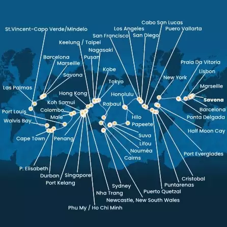 COSTA DELIZIOSA - útvonalterv 137 éjszaka indulás SAVONA kelt 25/11/2026 - Italy, France, Spain, Portugal, The Azores, United States, Florida (USA), Mexico, USA, Hawaii, Polynesia, Fiji, Australia