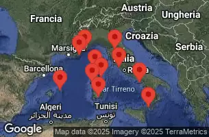 EXPLORA II - útvonalterv 15 éjszaka indulás Barcelona kelt 14/07/2025 - Spagna, Francia, Monaco, Italia