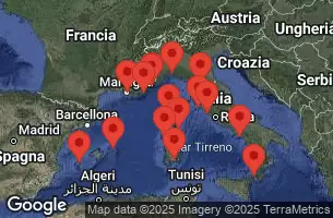 EXPLORA II - útvonalterv 22 éjszaka indulás Barcelona kelt 14/07/2025 - Spagna, Francia, Monaco, Italia