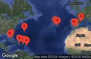 EXPLORA II - útvonalterv 24 éjszaka indulás San Juan kelt 02/04/2026 - Porto Rico, Antigua e Barbuda, Saint-Barthélemy, Rep. Dominicana, Stati Uniti, Bermuda, Portogallo, Spagna