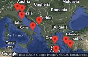 EXPLORA I - útvonalterv 10 éjszaka indulás Fusina (Venice) kelt 15/05/2025 - Italia, Croazia, Montenegro, Grecia, Turchia