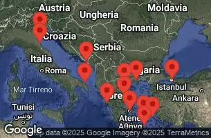EXPLORA I - útvonalterv 15 éjszaka indulás Fusina (Venice) kelt 12/07/2025 - Italia, Croazia, Grecia, Turchia