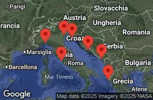 EXPLORA I - útvonalterv 8 éjszaka indulás Genoa kelt 02/08/2025 - Italia, Grecia, Montenegro, Croazia
